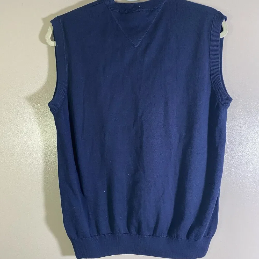 Lacoste Cotton Knit Sweater Vest Navy V-Neck Sleeveless Men’s Size 6 XL - Picture 6 of 10